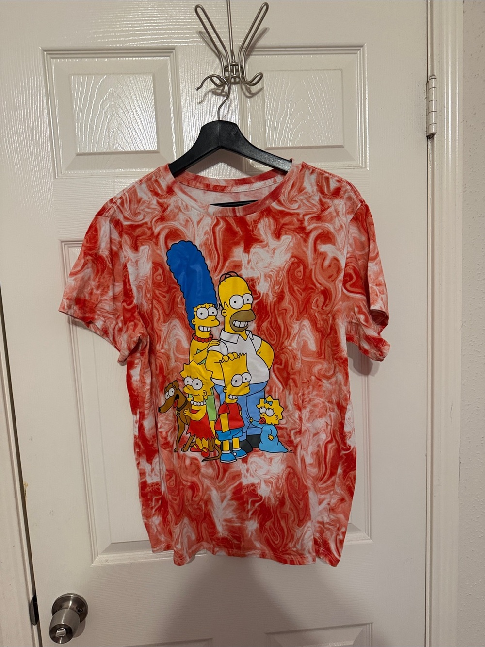 The Simpsons Family Graphic Tee - Red Marble Tie-Dye